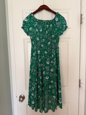 Knitworks Green Floral Smocked Midi Dress
